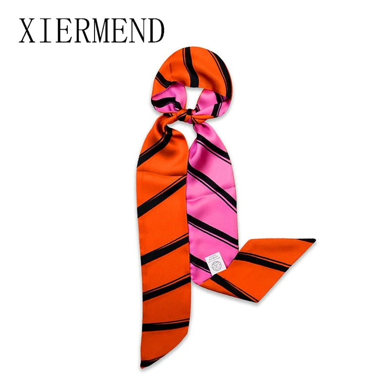 2021 new Spring summer scarves ins small striped scarf French hair band narrow slender little ribbon women skinny scarf