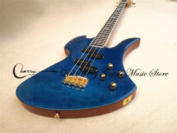 4 Strings Bass Guitar Fern Bass Qulited Maple Top Mahoganye Body Maple Neck Fixed Bridge Gold Tuners Rosewood Fingerboard