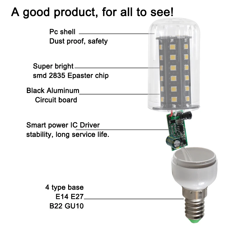 Led Corn Bulb 8W E27 E14 B22 Candle Spotlight Lamp Ac DC 12v 24v 36v 48v 60v 110v 220v Home Boat Low Loltage Light 12 24 V Volts