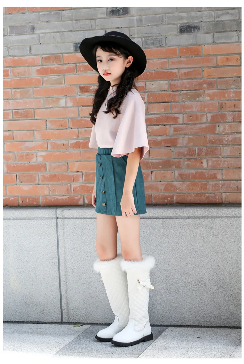 New red Genuine Leather Girls Knee-high Boots Princess Children\'s Tall Boots High Kids Shoes Girl Shoes Knee Fashion Boots