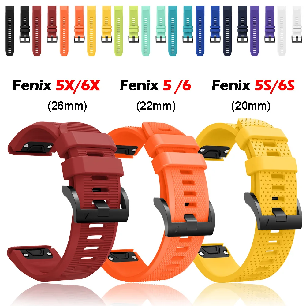 

26/22/20mm Watchband For Garmin Fenix 6 6S 6X Pro 5 5X 5S 5S Plus 3HR 935 Silicone Band Fenix6 Fenix5 Watch Easyfit Wrist Strap