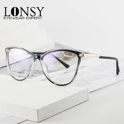 LONSY Retro Cat Eye Reading Glasses Frame Women Anti Blue Light Computer Eyeglasses Presbyopic Diopters +100 +200 +300 +400