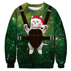 Unisex erkekler kadınlar 2019 çirkin noel kazağı tatil için noel baba noel komik kedi kazak sonbahar kış noel giyim