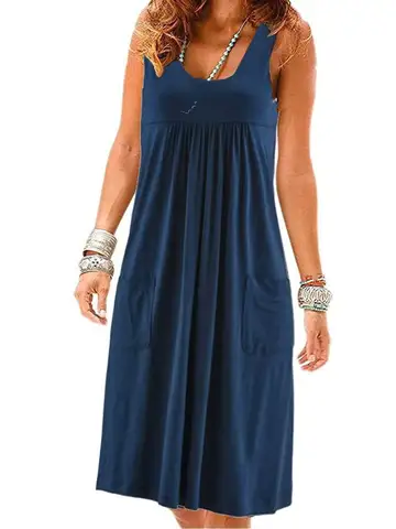 फैशन धारीदार पोशाक गर्मियों पोशाक ढीला सरल बिना आस्तीन पोशाक महिलाओं के कपड़े 10 best sales महिलाओं के लिए ढीले कपड़े - №6