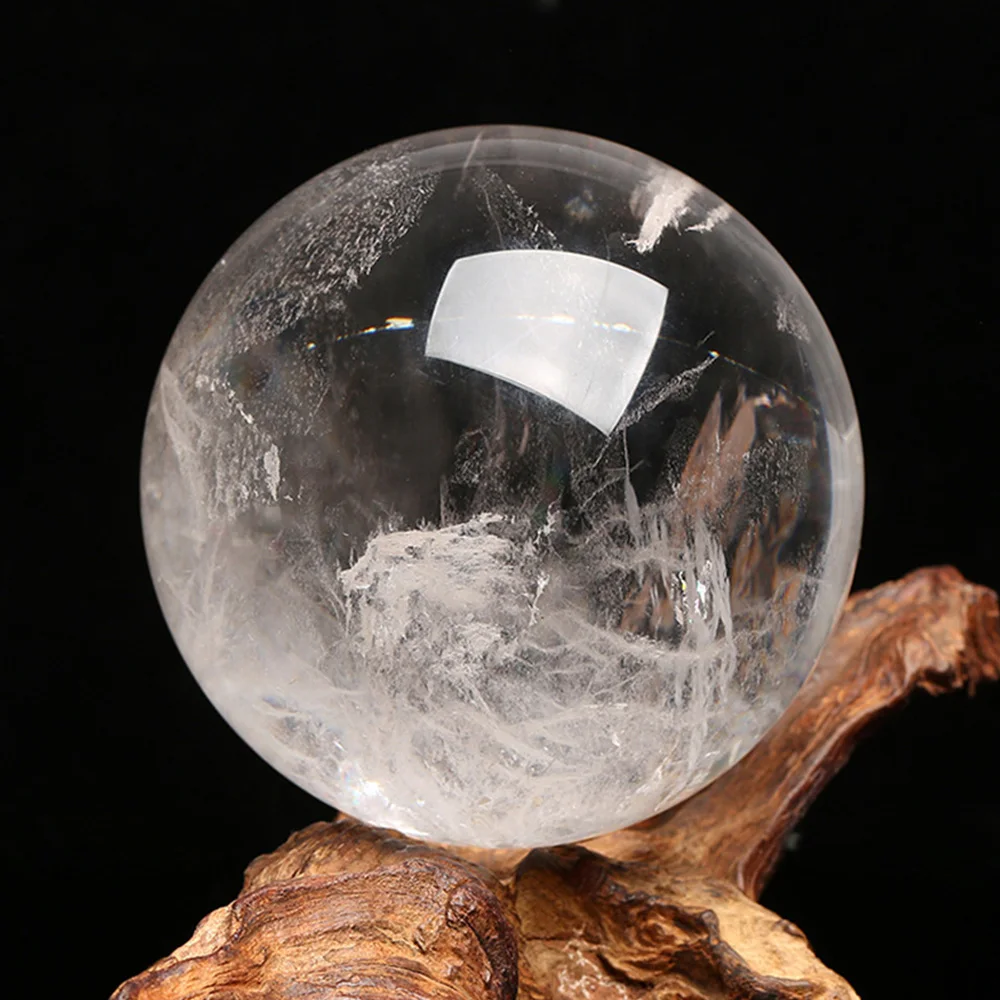 Natural White Clear Quartz Crystal Ball Polished Healing Sphere Collection Specimen FengShui Home Decor