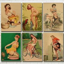 Pinup Girls Series 3 World War II Vintage Kraft Paper Classic Poster Bar Cafe Living Room Dining Wall Decorative Paintings