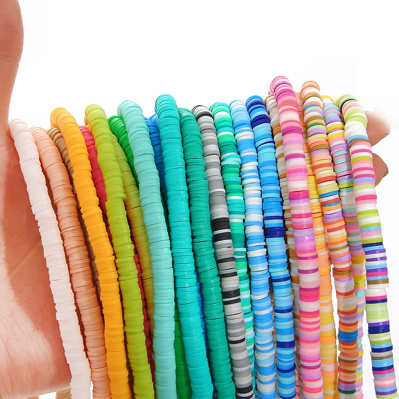 6mm 350Pcs Handmade Flat Round Polymer Clay Beads Chip Disk Loose Spacer Beads For DIY Jewelry Making Bracelet Mixed Color image 5
