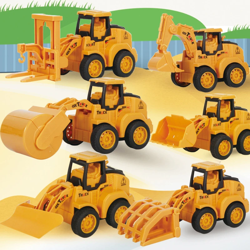 Kids Model Car Excavator Press Sliding Construction Vehicle Children's Fun Multi-Style Inertial Toy Car Excavator Bulldozer Toy