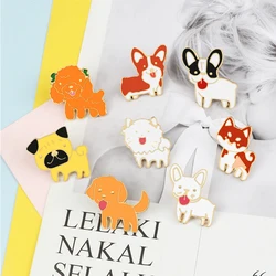 Funny Puppy Lapel Pin Cute Pet Corgi Bulldog Labrador Brooches Bag Denim Jackets Button Enamel Pins Cartoon Dog Dadges Jewelry