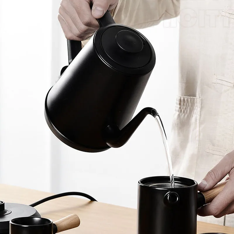1.0L Electric Kettle Household Gooseneck TeaPot Water Boiler Hand Brewing Coffee Pot Tea Maker 304 Stainless Steel Liner 220V
