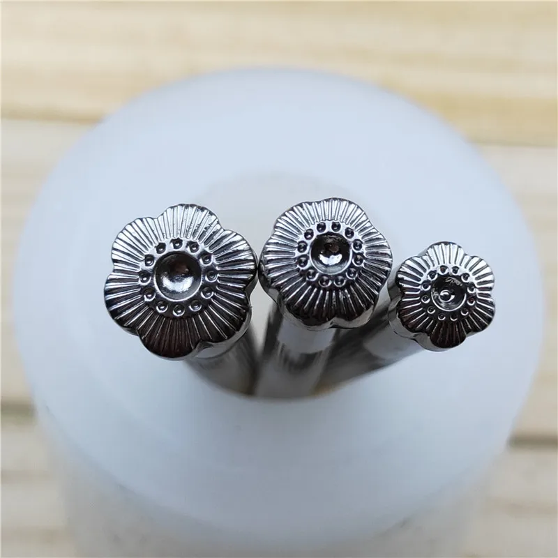 Metal Flower Stamps Tool Set for Leather Craft, Alloy Tools, DIY, LS.J615, LS.J615-1,LS.J615-2