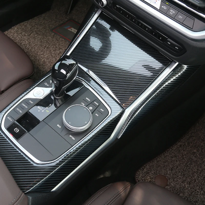 For BMW G20 G28 325 3 Series 2019 2020 ABS Carbon Fiber Chrome Car Center Console Gear Shift Decoration Panel Cover Trim