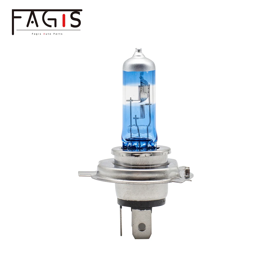 Fagis US Brand 2pcs H4 HB2 P43T 9003 Blue 12V 60/55W Super Bright White Car Headlight Bulb Light Lamp Clear Auto Halogen