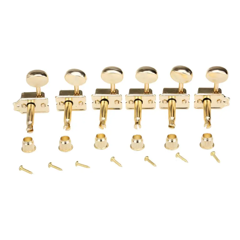 Musiclily Pro Vintage Guitar Tuners 6 in Line Machine Heads Tuning Pegs Keys Set for Squier Classic Vibe Fender ST/Tele, Gold