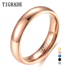 Tigrade Rose Gold Ring for Women 4mm Wedding Band for Female Pure Titanium Unisex Rings Classic No Nickel Anti-allergy Jewelry