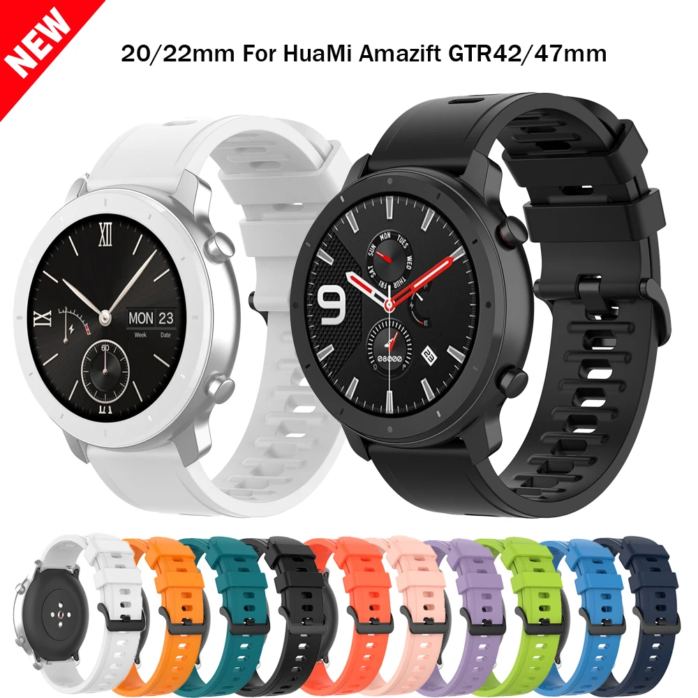 

Мягкий силиконовый ремешок для часов 20 22 мм для Huami Amazfit GTS 4 3 2, сменный ремешок-браслет для Amazfit GTR Mini 42 мм 47 мм