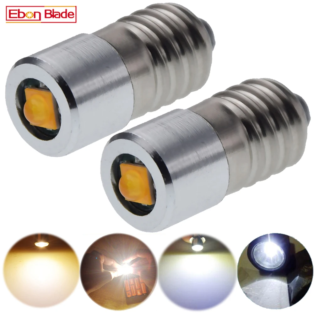 

2Pcs E10 3V 4.5V 6V 12V 24V Warm/White Minature 3W LED MES Upgrade Bulb Lamp Replacement Torch Flashlight Headlight Moto Bicycle