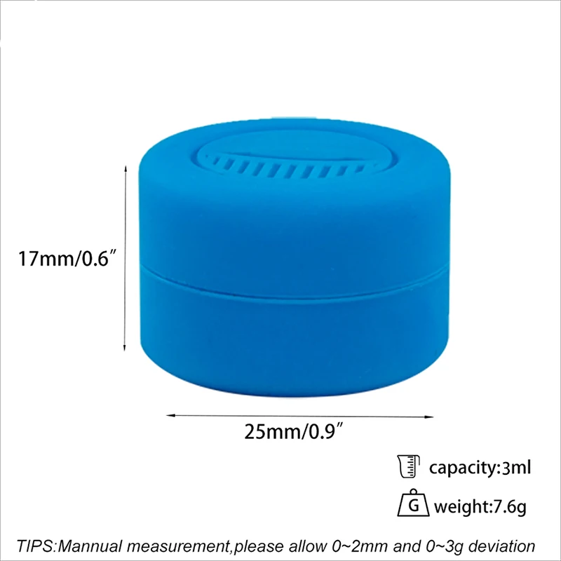 30pcs 3ml Slick Wax Container Silicone Storage Box with Lid Mini Blue Oil Cream Jar Concentrate Tank Smoke Gadgets for Men