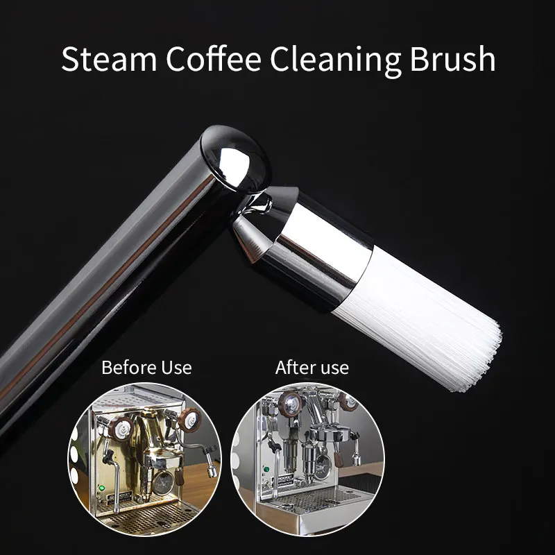 Coffee Machine Steam Cleaning Brush Replaceable Head Coffee Maker Cleaner Nylon Anti-Scald Wood Handle Cafe Make Cleaning Tool