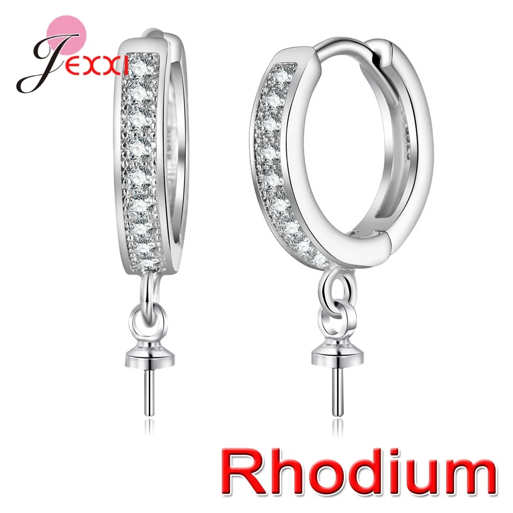 AAA Cubic Zircon 1 Pair 925 Sterling Silver DIY Earring Findings Clasps Hooks Fittings Making Accessories Jewelry