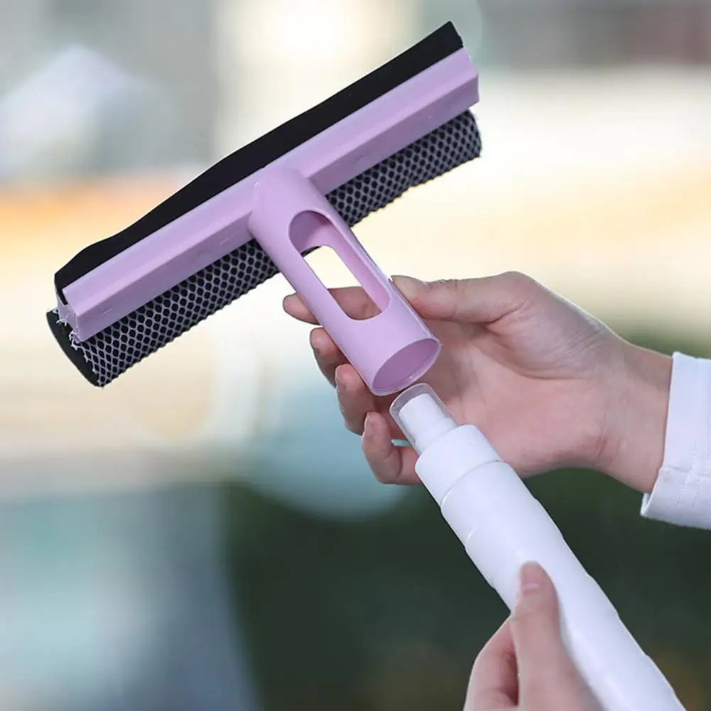 Household Double-side Brush Scraper with Sprayer Window Car Glass Cleaner Wiper