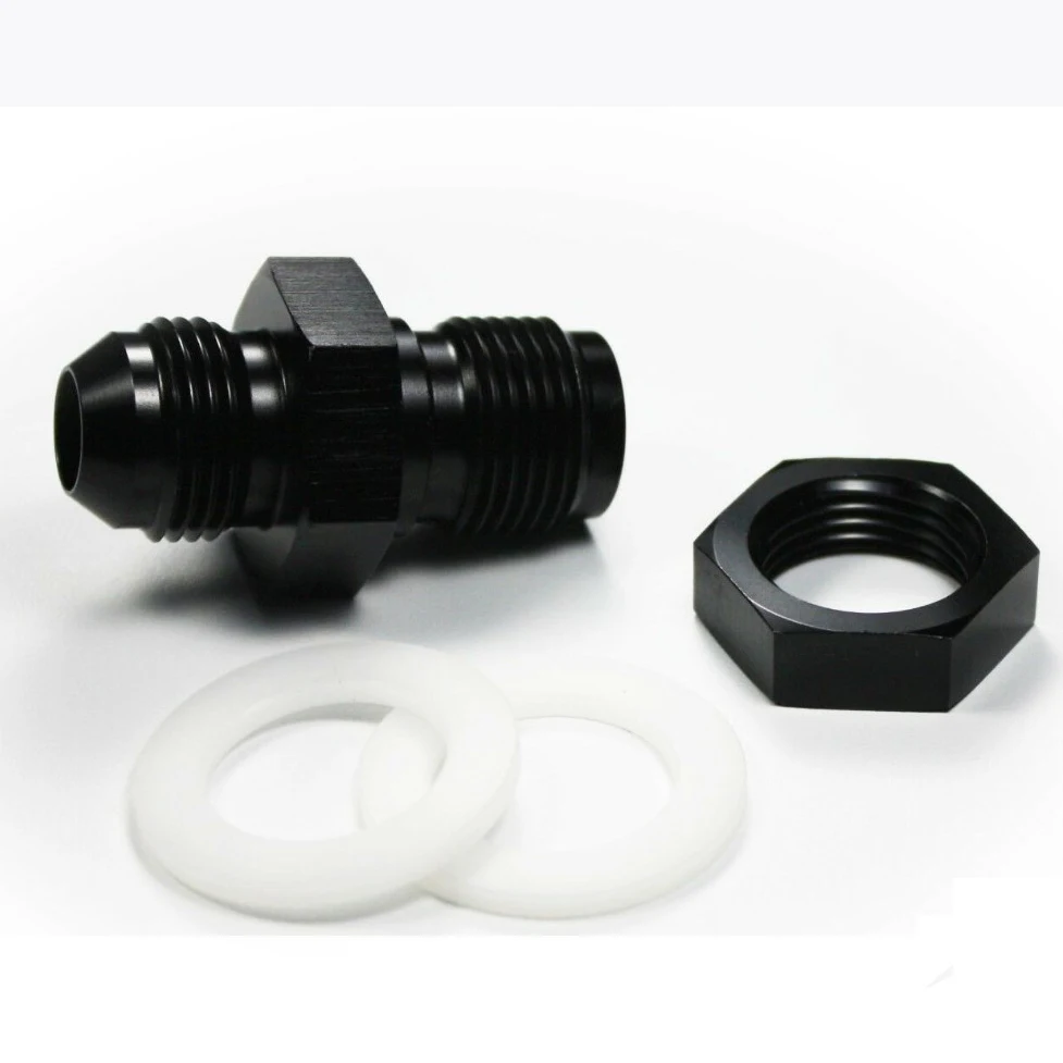 Black Aluminum Alloy 12 AN AN12 Flare Fuel Cell Bulkhead Fitting With Washer And Nut Car Accessories
