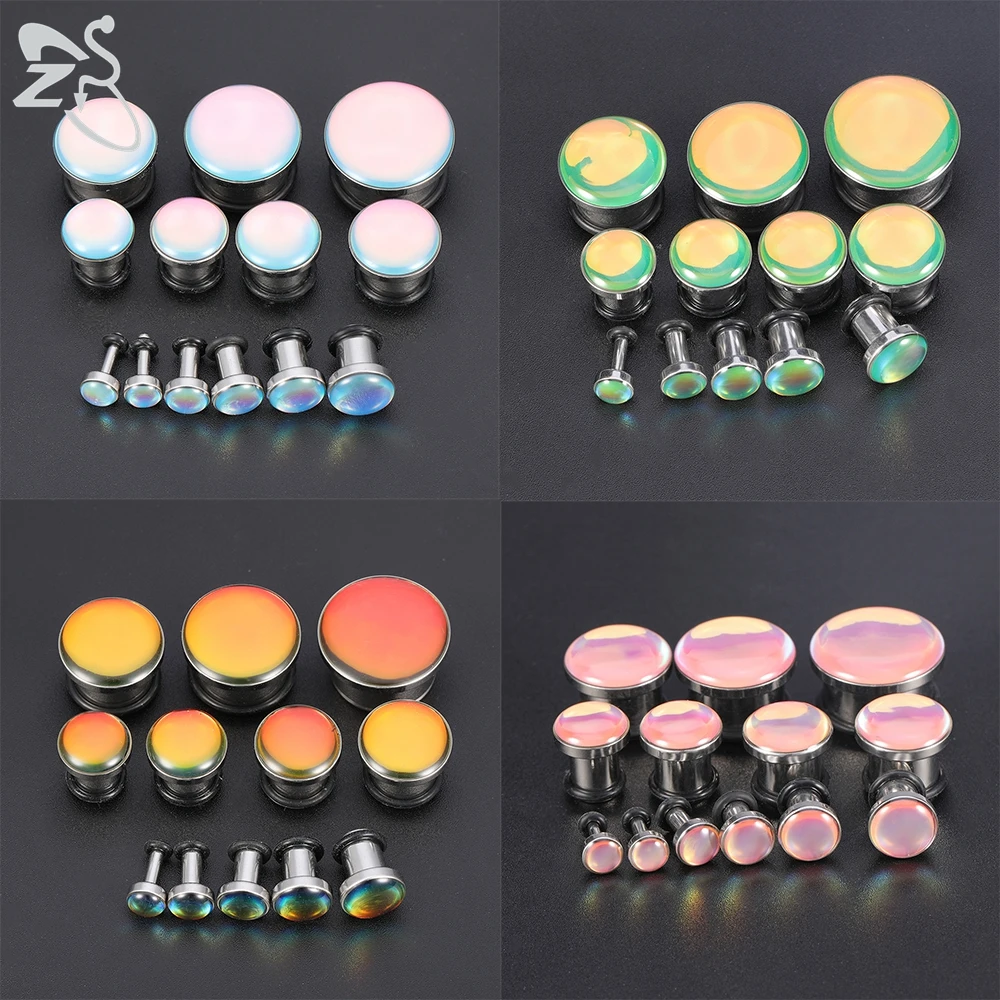 ZS 6-16mm 4 Colors Crystal Epoxy Ear Tunnels Plugs Shinning Ear Expander Flesh Piercing for  Women Men Vintage Earrings Jewelry