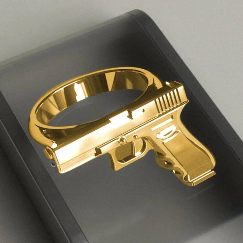 Exquisite  Gun Imitation Ring alloy Gun Ring Polishing Motorcycle Cowboy Biker Punk Men Women Cool rings for men women