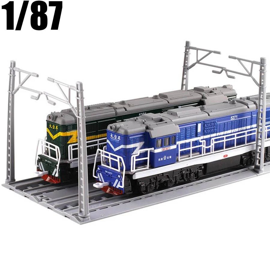 1/87 Alloy Locomotive Carriage Pull Back Model Train Toy With Sound Light Children Toys Gifts