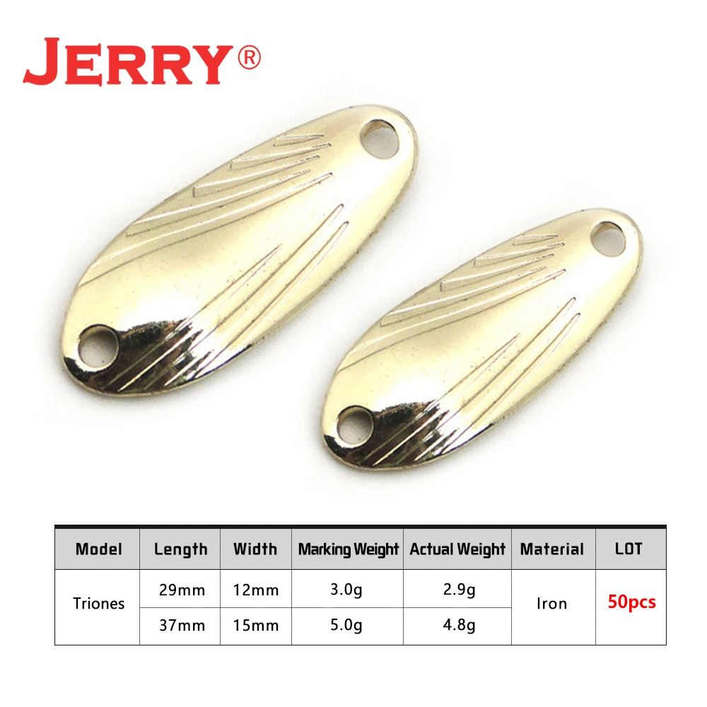 JERRY 2.9g 4.8g 50 Pieces Ripple Style Unpainted Plating Metal Fishing Tackle DIY Casting Trout Fishing Spoons