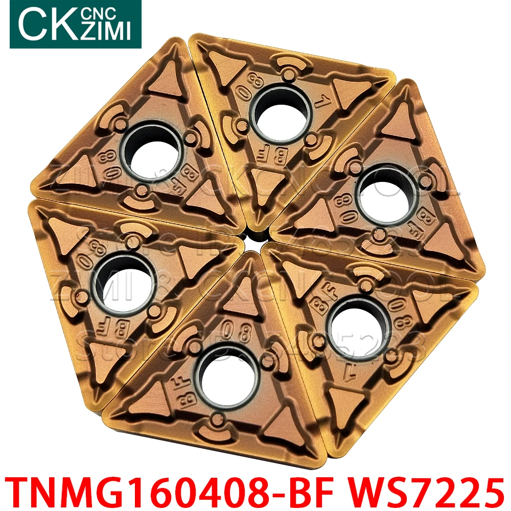 

10pcs TNMG160408-BF WS7225 TNMG 160408 BF WS7225 Carbide Inserts Turning Tools Boring CNC metal lathe tools for stainless steel