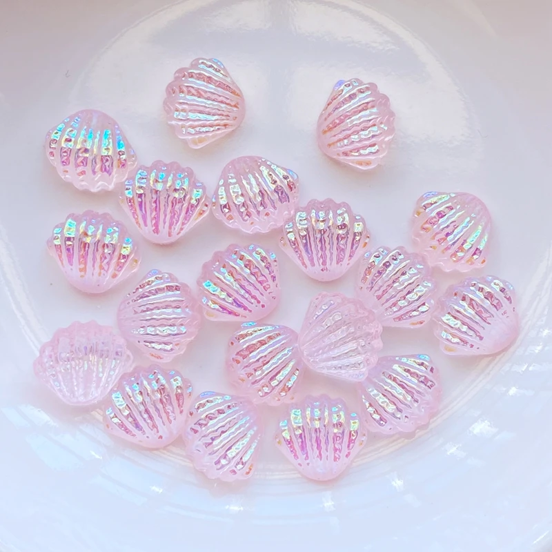 100Pcs New Cute Mini Shiny Shell Resin Figurine Crafts Flatback Cabochon Ornament Jewelry Making Hairwear Accessories