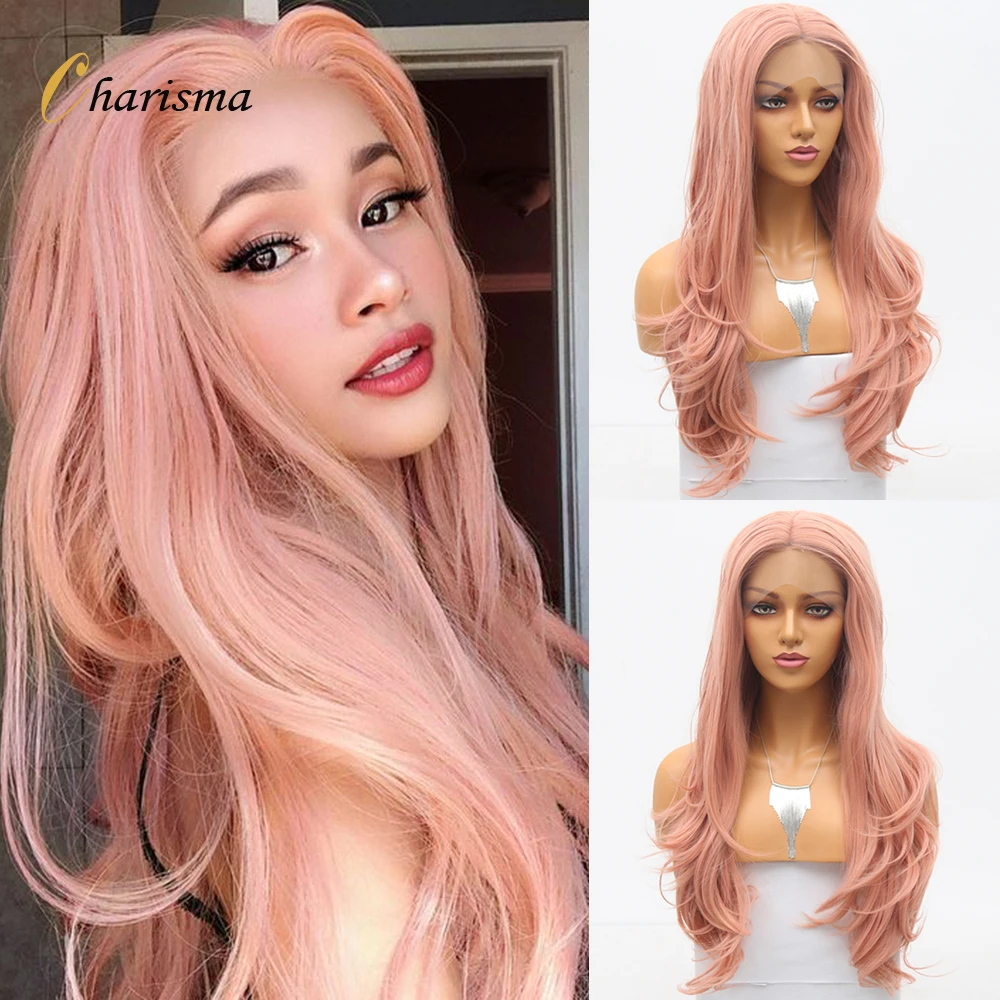 

Charisma Body Wave Lace Front Wigs Pink Synthetic Lace Wigs For Black Women Free Part Lace Front Wig Heat Resistant Cosplay Wig