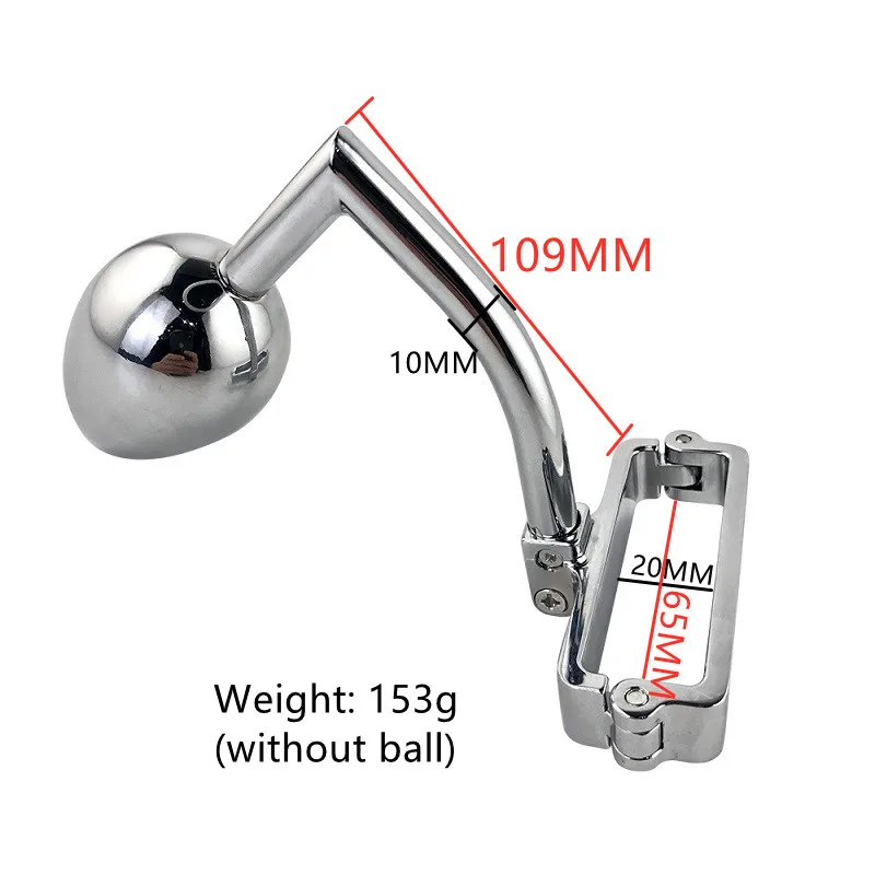 Male Metal ball stretcher scrotum anal beads butt hook penis lock bondage ring fetish pendant weight BDSM sex toy for man