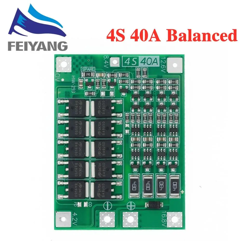 3S 4S 40A Li-ion Lithium Battery 18650 Charger PCB BMS Protection Board with Balance For Drill Motor 14.8V 16.8V Lipo Module