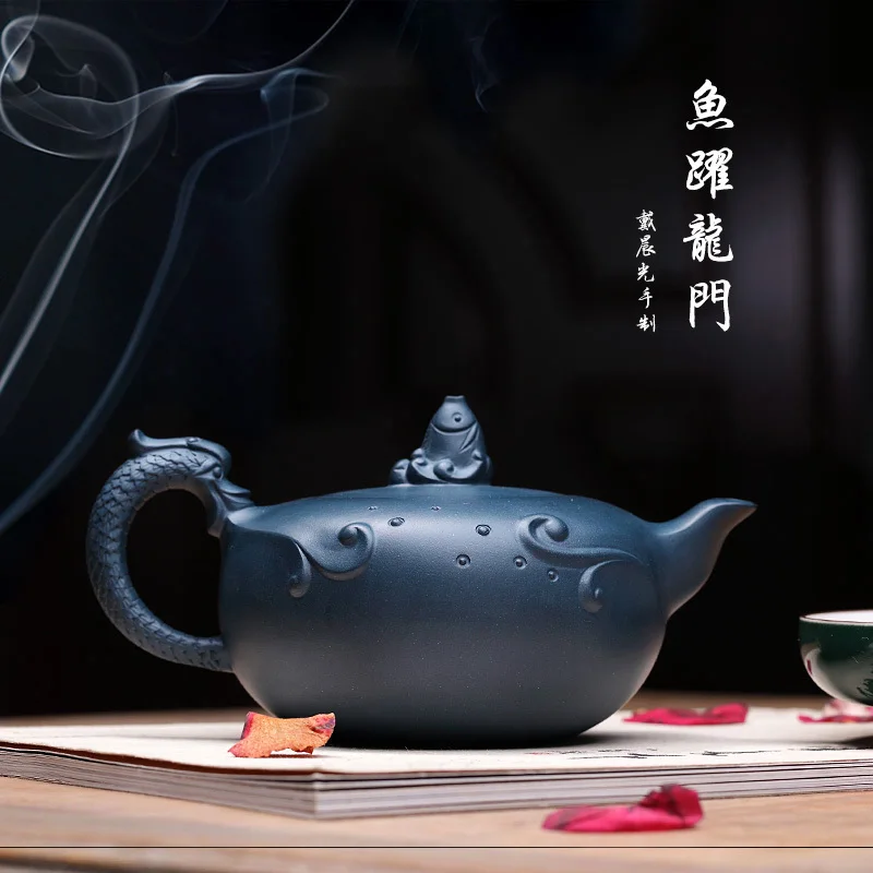 

★yixing famous fish, dragons are recommended chlorite household pure manual teapot tea leap of the republic of China