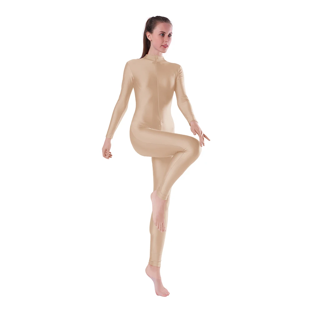 OYLISEY Adult Dance Long Sleeve Unitard for Women Spandex Jumpsuits Suit Turtleneck Gymnastic Bodysuits Men Cosplay  Constumes