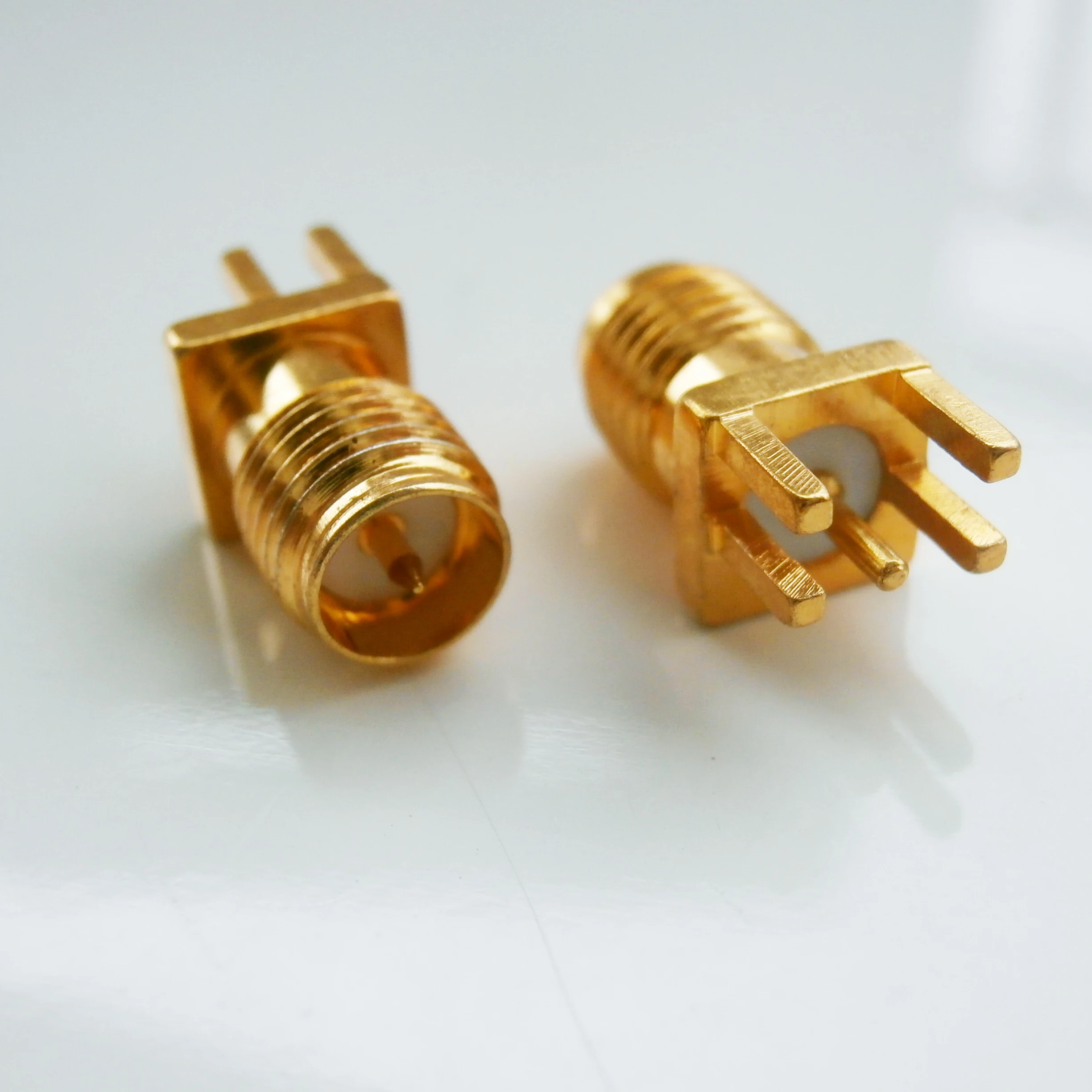 1 szt. Złącze RP-SMA wtyk żeński lutowany zacisk PCB mocowanie krawędziowe proste