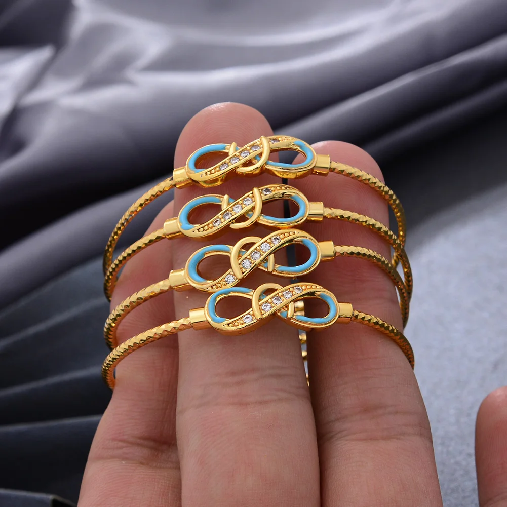 Baby-Armreifen, 4 Stück/Lot, afrikanische goldfarbene Armreifen für Babys und Kinder, Herz-Armband, Artikel aus dem Nahen Osten, Born Lucky Jewelry, Super Friday – Detail 16