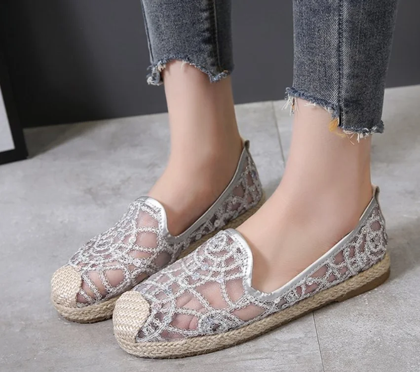 New Hollow Lace Flat Shoes Women Summer Loafers Breathable Loafers Ladies Shoes Casual Fashion Sports Shoes Zapatos
