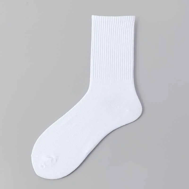 Men\'s Solid Color Socks Large Plus Size Business Harajuku Business Comfortable Breathable Pure Cotton Deodorant Black Sock 45 46