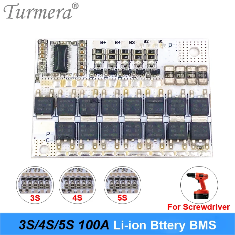 3S 4S 5S BMS 12V 16.8V 21V 100A BMS płyta zabezpieczająca baterię litową z modułem równowagi dla 10.8V 14.4V 18V śrubokręt bateria