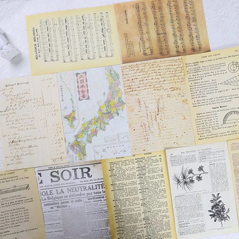 30 Pcs Retro Map Newspaper Material Paper Junk Journal Planner Scrapbooking Vintage Decorative Diy Craft Background Paper