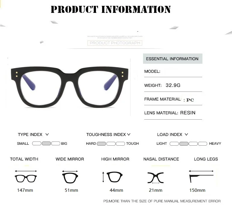 Anti-Blaulicht-Brille mit großem Rahmen 2026 Damen Computer-Brille mit Blaulichtfilter Schwarze Strahlenschutzbrille Brillen Herren – Detail 3