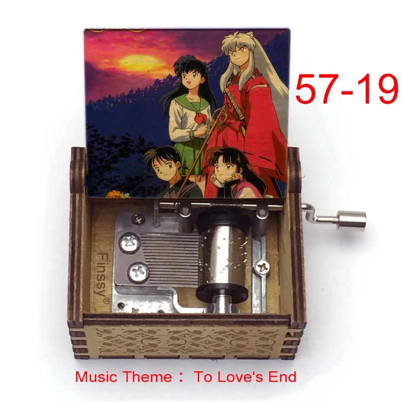 Anime Inuyasha music box Music Theme To Love\'s End Hand Wooden Kagome Kikyo Music Box Anime Fans Kids Students Birthday Gift