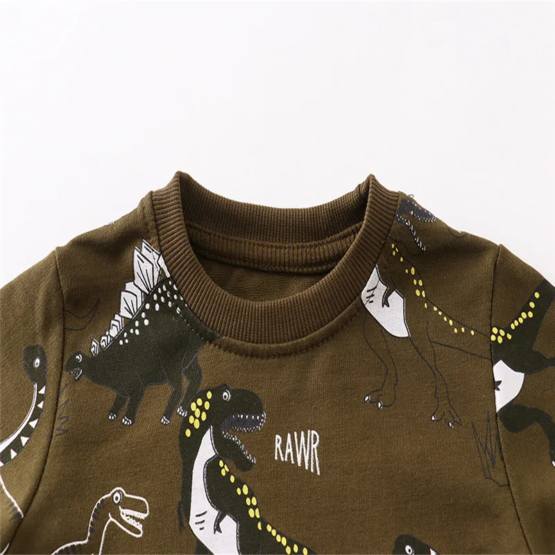 Jumping Meters 2-7T New Arrival Dinosaurs Sweatshirts Cotton Boys Girls Autumn Spring Clothes Hot Selling Sport Shirts Kids Wear