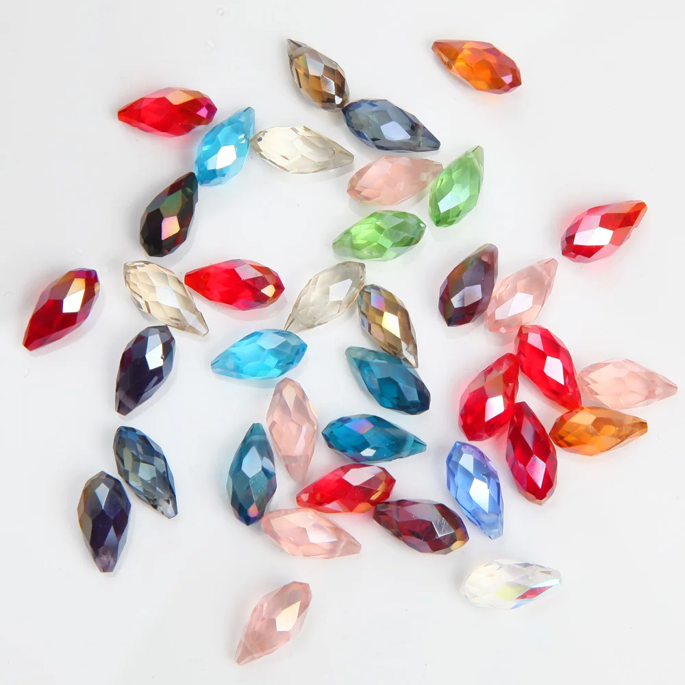 50PCS Austria Glass Teardrop Beads Faceted Crystal Briolette Pendant Beads for Jewelry Making Necklace Diy Accessories Wholesale