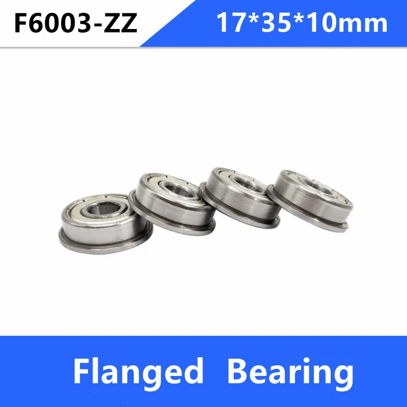 

50pcs/lot Flanged bearing F6003ZZ 17*35*10mm flange deep groove ball bearings F6003-ZZ Z 17x35x10 mm