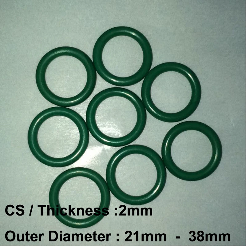 100 PCS Rubber O Ring CS2mm x OD 21/22/23/24/25/26/27/28/29/30/31/32/33/34/35/36/37/38 Fluorine Rubber Gasket Seal FKM O Ring