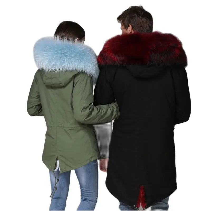 Winter New Style Eco-friend Style Fur Wear,Winered Long Down Black Fur Parka Outwear Wear